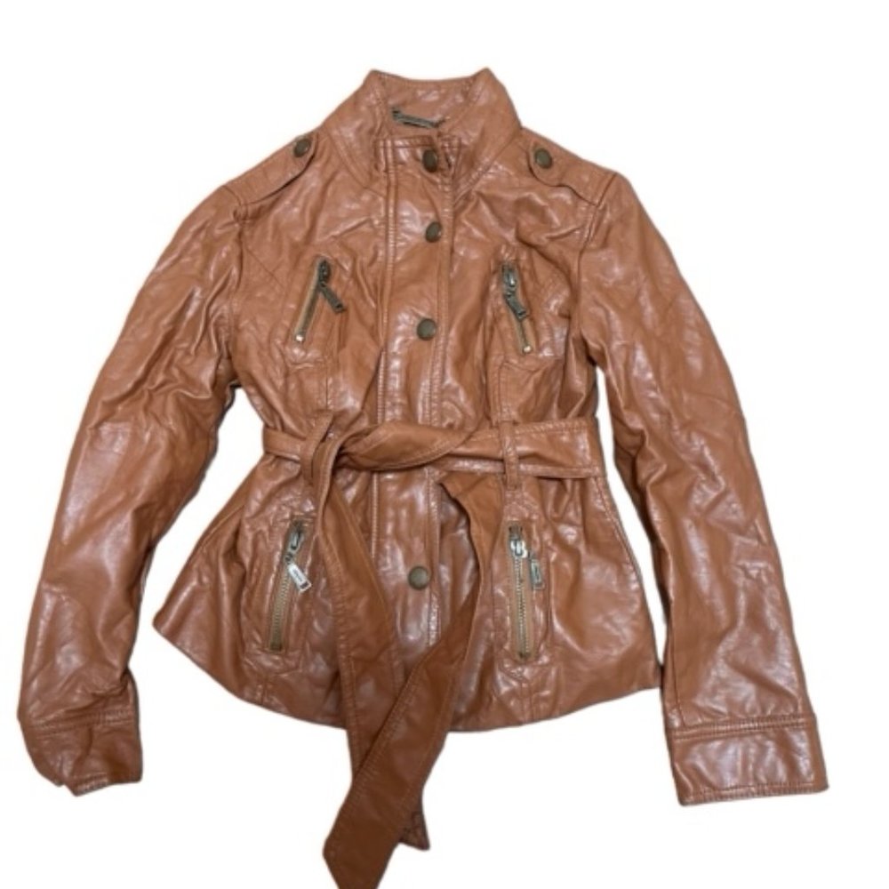 JouJou Girls Faux - Vegan leather jacket camel  size S
